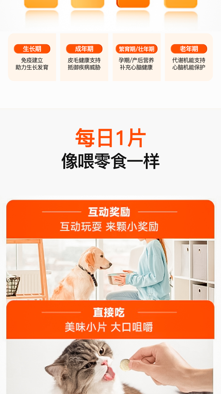 益派滋EPetsLife复合维生素片犬猫通用营养补充剂犬猫通用美毛护肤